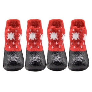 4Pcs/set Warm Pet Dog Socks Dog Non-slip Waterproof Anti-dirty Socks Soft Pet Knits Socks Cute Pet Warm Products For Winter