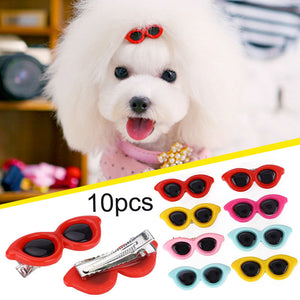 10Pcs Pet Dog Cat Puppy Hair Clips Sunglasses Design Colorful Grooming