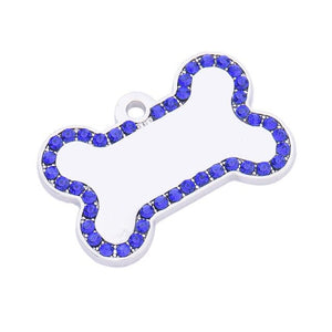 Bone Shaped Zinc Alloy Pet Dog ID Name Tag With Crystal Pet Dog Pendant Gatos Acessorios