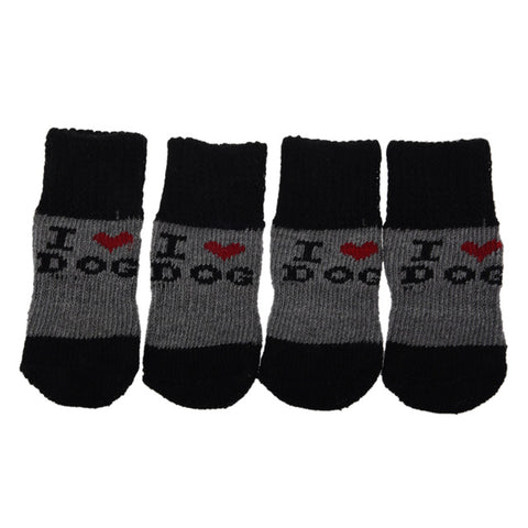 Winter Ribbed Hem Acrylic Shoes Wear Socks for Pet Dog