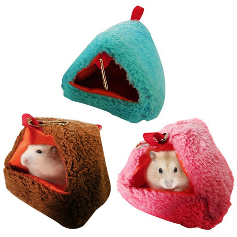 Mini House Small Animal Hammock Triangular Shaped Warm Hanging Nest House For Hamster Parrot