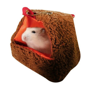 Mini House Small Animal Hammock Triangular Shaped Warm Hanging Nest House For Hamster Parrot