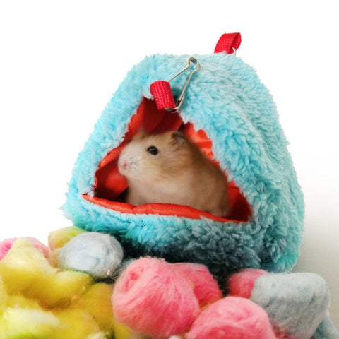 Mini House Small Animal Hammock Triangular Shaped Warm Hanging Nest House For Hamster Parrot