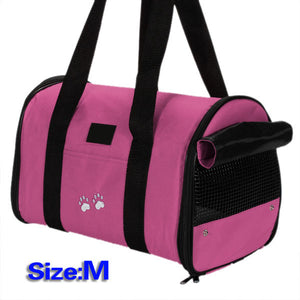 M Pet Dog Cat Portable Travel Carrier Tote Bag Crates Shoulder Bag Handbag Easy Carry Pet Bag- Rose Red 36* 25* 22cm