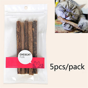 5Pcs/1Bag Cat Toy Pet Cat Kitten Chew Stick Treat Toy Natural Matatabi Catnip Molar Food for Small Pets