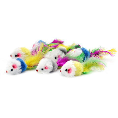 pawstrip 5pcs/lots False Mouse Cat Toys Feather Faux Fur Pet Cat Toy With Sound Rattling