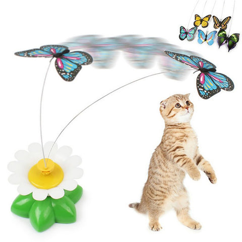 Cat Toy Automatic Electric Rotating Colorful Butterfly Bird Animal Shape Plastic Funny Pet Dog Kitten Interactive Training Toys