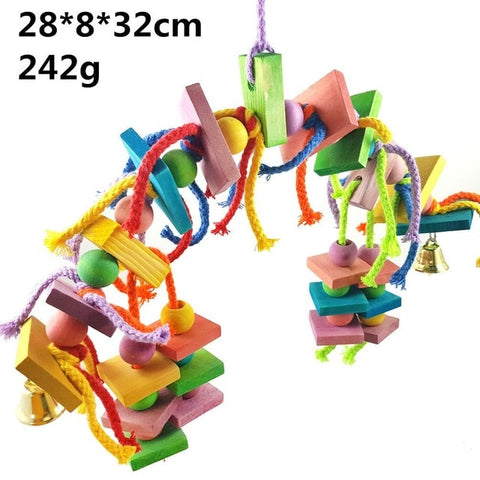 Pet Products Bird Supplies Parrot Gnawing Toys Diy Claw Paw Dumbbell color Wood Rope Grinding Swing Station Ladder String toy