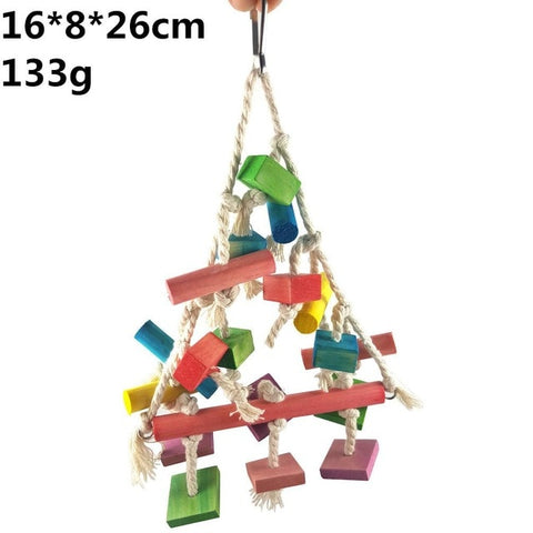 Pet Products Bird Supplies Parrot Gnawing Toys Diy Claw Paw Dumbbell color Wood Rope Grinding Swing Station Ladder String toy