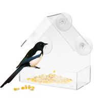 New Transparent Acrylic Weatherproof Bird Feeder Ceiling Window Adsorption House Shape Squirrel Proof Birds Feeder Dropshipping