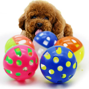 1pc Cats Toys Hollow Bell Funny Plastic Interactive Ball Tinkle Puppy Playing Products Dia 3 cm Pets Favorite Accessories