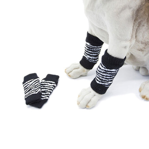 Warm Autumn Winter Pet Dog Leg Warmers Socks Printed Non-slip Leopard Dots Leg Drop Shipping 4Pcs/Set