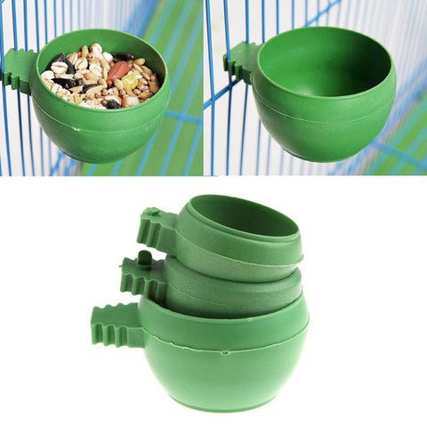 Parrot Mini Food Water Bowl Feeder Plastic Birds Pigeons Cage Sand Cup Feeding