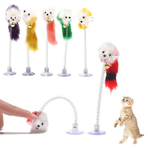Random Colour Plastic Cat Toys Feather Funny Cat Mice Shape 20 x 10cm False Mouse Pet Products Bottom Sucker Elastic