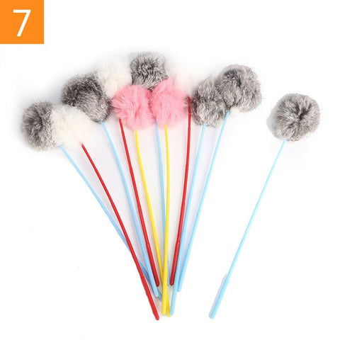 1PC Teaser Feather Toys Kitten Funny Colorful Rod Cat Wand Toys Plastic Pet Cat Toys Interactive Stick Pet Cat Supplies DropShip