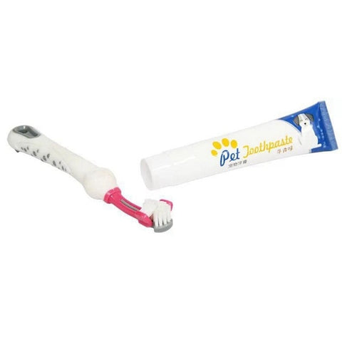 Pet Toothbrush Set Hot Puppy Vanilla/Beef Taste Toothbrush Toothpaste Dog Cat Finger Tooth Back Up Brush Care Wholesales