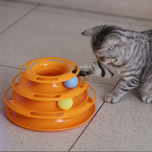 Funny Pet Toys Cat Crazy Ball Disk Interactive Amusement Plate Play Disc Trilaminar Turntable Cat Toy