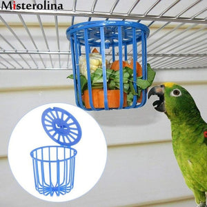 Bird Parrot Feeder Cage Fruit Vegetable Holder Cage Accessories Hanging Basket Container Toys Pet Parrot Feeder Cage Supplies