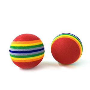 1Pcs Rainbow Toy Ball Interactive 3.5m Cat Toys Play Chew Rattle Scratch EVA Ball Training Pet Supplies 3 Sizes