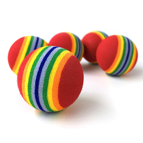 1Pcs Rainbow Toy Ball Interactive 3.5m Cat Toys Play Chew Rattle Scratch EVA Ball Training Pet Supplies 3 Sizes