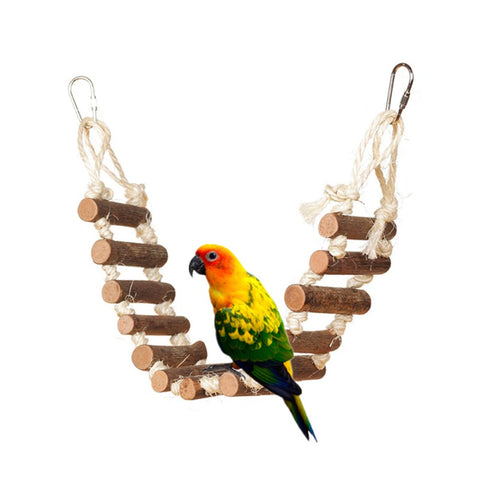 New Parrot toys Natural Rope Wood Ladder Bird Toys  Pet Bird Parrot Toy  Connecting Flexible Bird Ladder Parrot Hanging Bird