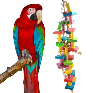 1Set Parrot Toy Bird Bite Toys Hanging Chew Rope Toys Swing Cage Toy New Wood and Hemp RopeasticBirds Cage Accessories