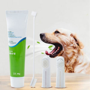 Dog toothbrush toothpaste set Natural non-toxic formula Mild dispel tartar Fresh breath Teeth Cleaning Tools oral care for pet